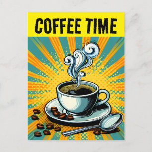 CARTE POSTALE RETRO HEURE CAFÉ
