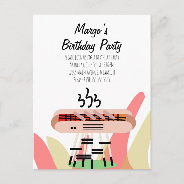 Carte Postale Retro Hot Dog Cookout Party Anniversaire (Devant)