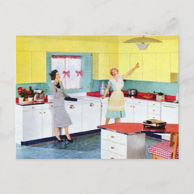 Carte Postale Rétro Housewives en cuisine (Devant)