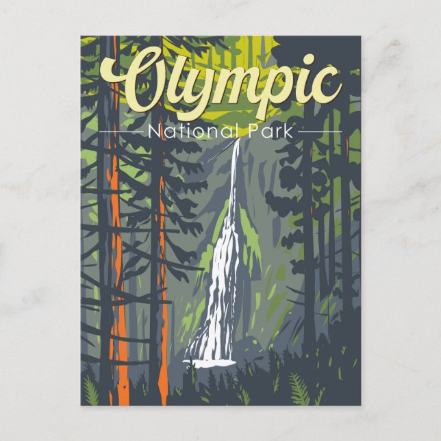 Carte Postale Retro Illustration du Parc National Olympique (Devant)