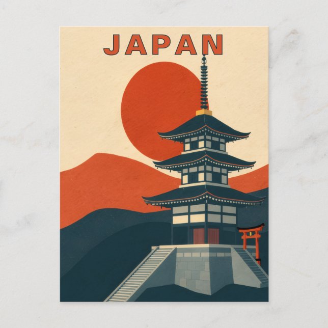 Carte Postale Retro Japanese Shrine Pagoda Travel (Devant)
