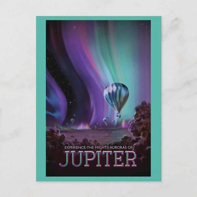 Carte Postale Retro Jupiter Aurora Voyage spatial (Devant)