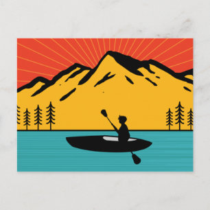 Carte Postale Retro Kayaking Boating Paddling