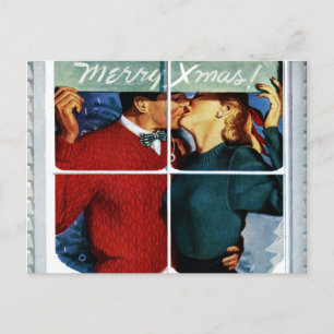 Carte postale Retro Kissing Christmas Couple