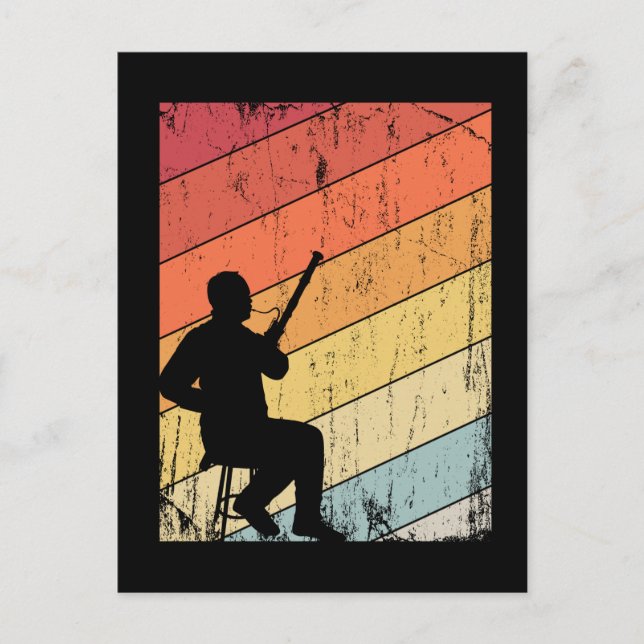 Carte Postale Retro Lecteur Bassoon Cadeaux Jazz Musique Basson (Devant)