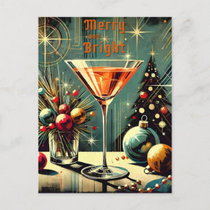 Carte Postale Retro les années 50 Merry & Bright Christmas Marti