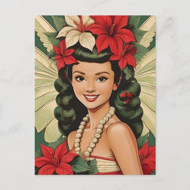 Carte Postale Retro les années 50 Tropical Christmas Princesse (Devant)