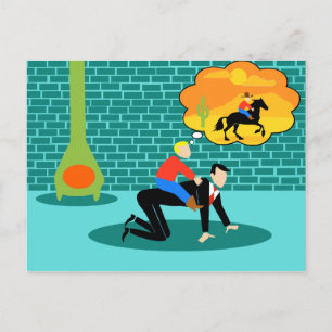 Carte Postale Retro Little Cowboy Postcard