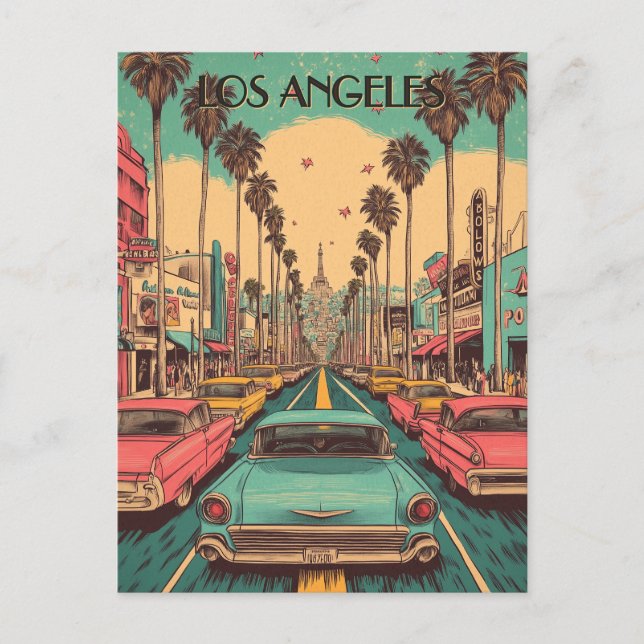 Carte Postale Retro Los Angeles Travel (Devant)