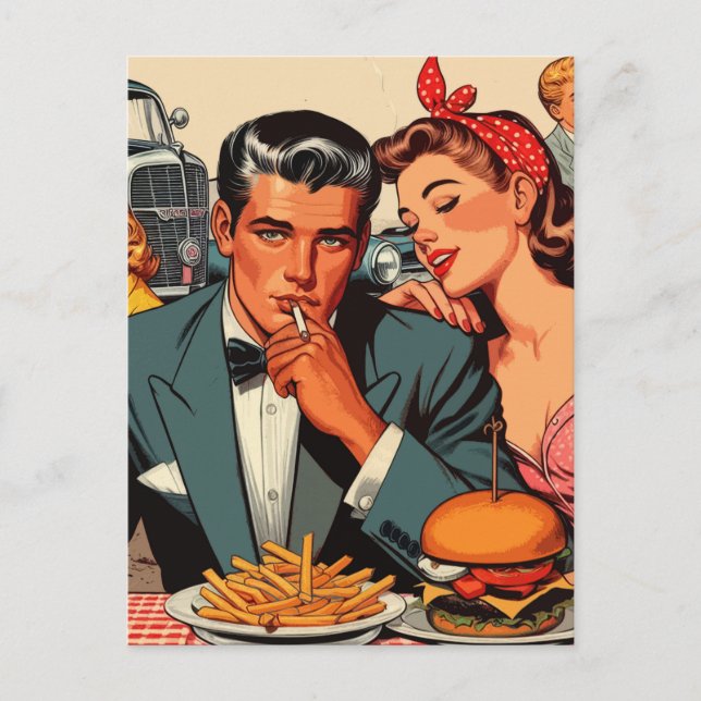 Carte Postale Retro Love Couple Comics (Devant)