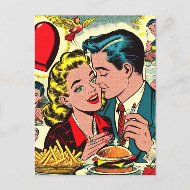 Carte Postale Retro Love Couple Comics (Devant)
