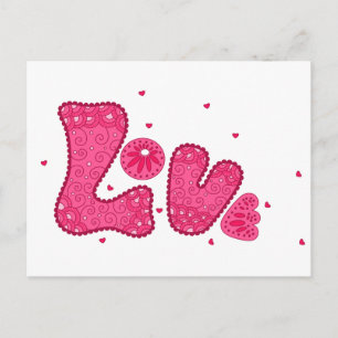 Carte Postale Retro Love Rose Fuchsia Vintage Hippy