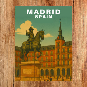 Carte Postale Retro Madrid, Espagne Place Historique de la Ville
