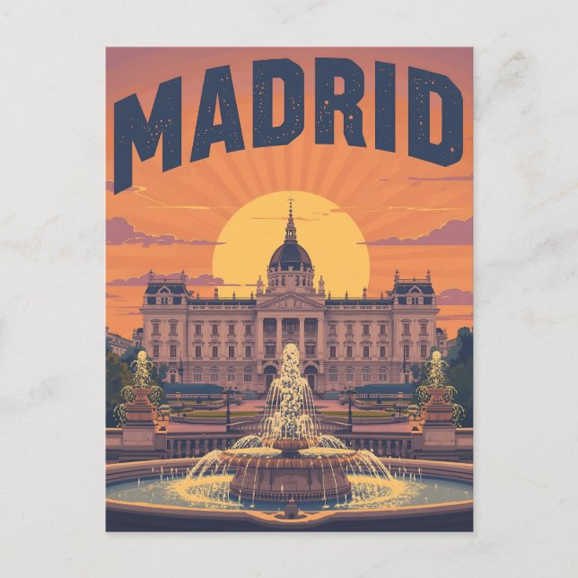 Carte Postale Retro Madrid Travel (Devant)