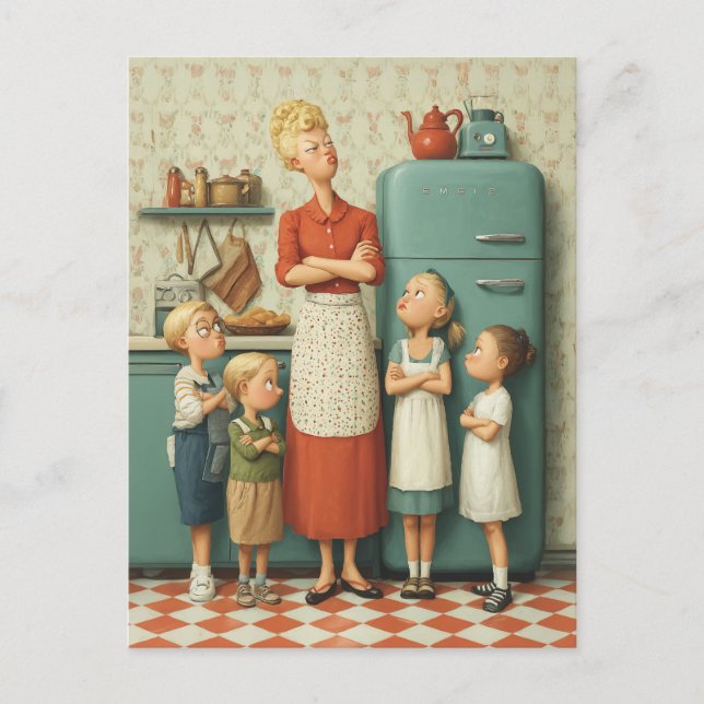 Carte Postale Retro Maman et les enfants Standoff (Devant)