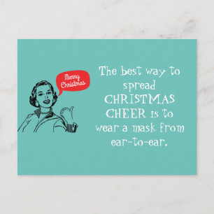 Carte Postale Retro Maman Porte Un Masque Étaler Noël
