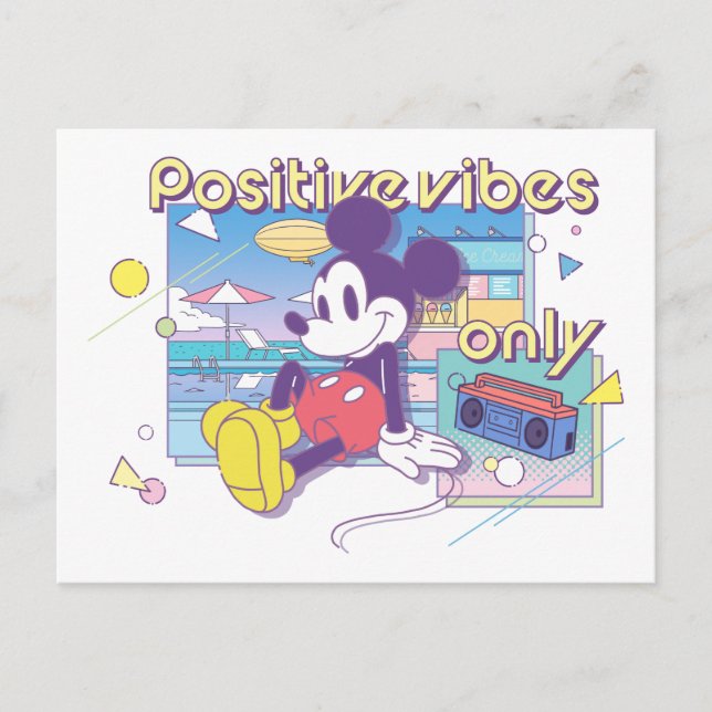 Carte Postale Retro Mickey Positive Vibes Only (Devant)