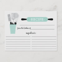 Retro Mint Rolling Pin Kitchen Tools Recipe Card