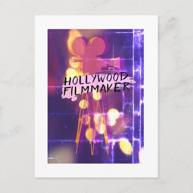 Carte Postale Rétro moderne cinéaste hollywoodien en rose (Devant)