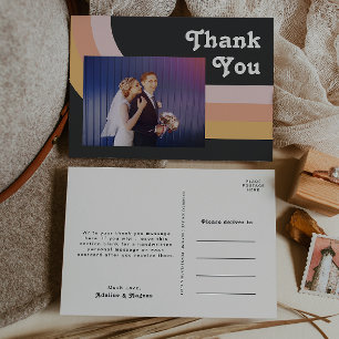 Carte Postale Retro moderne Rainbow Dark Photo Mariage Merci