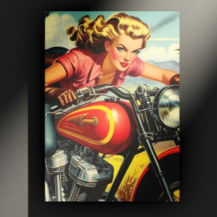 Carte Postale Retro Motorcicle Pin up