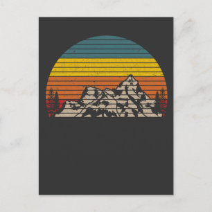 Carte Postale Retro Mountain Sunset Randonnée extérieure et Camp