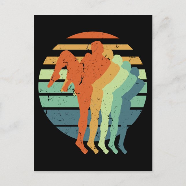 Carte Postale Retro Muay Thai Boxing Sports Kickboxing Boxer Fan (Devant)
