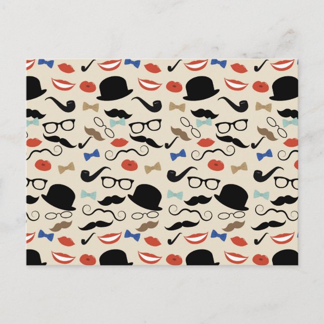 Carte Postale Retro Mustache Moustache Motif (Devant)