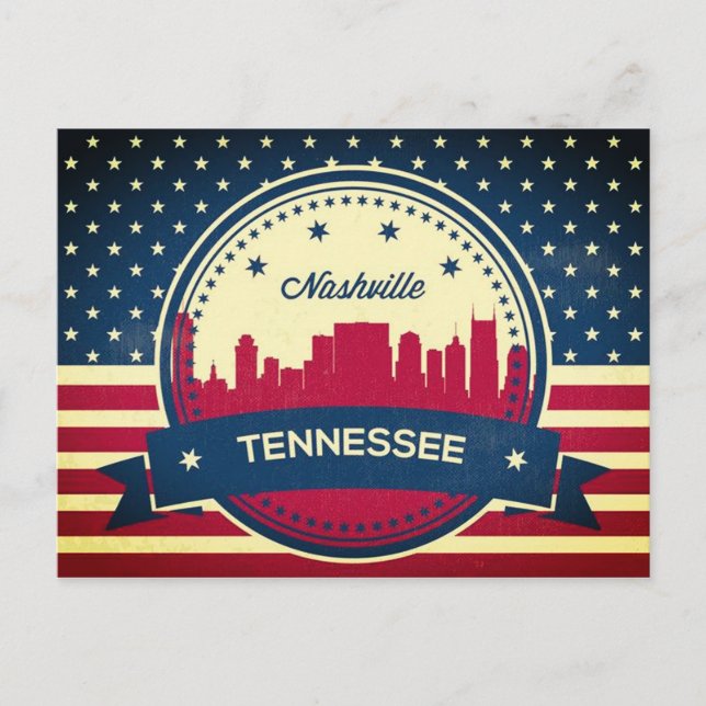 Carte Postale Retro Nashville Tennessee Skyline (Devant)