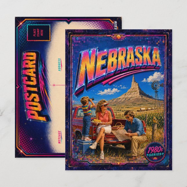Carte postale rétro Nebraska des années 80 (Devant / Derrière)