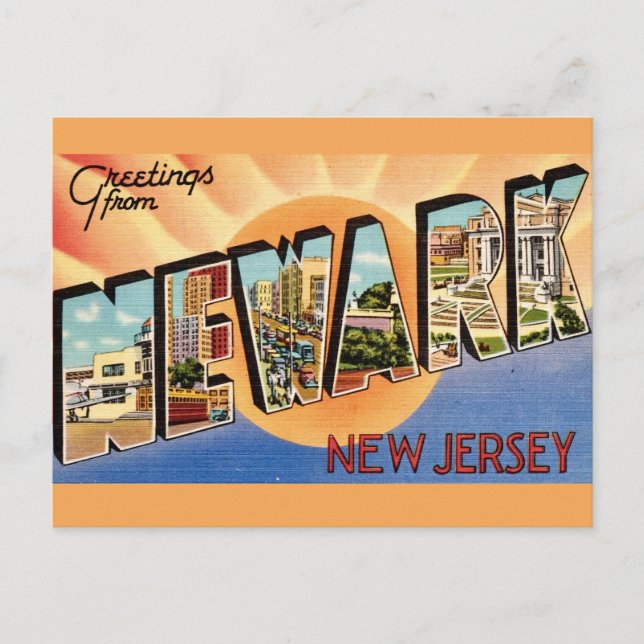 Carte postale Retro Newark NJ (Devant)