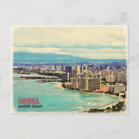 Retro Old Look Hawaii Oahu Island Waikiki Beach