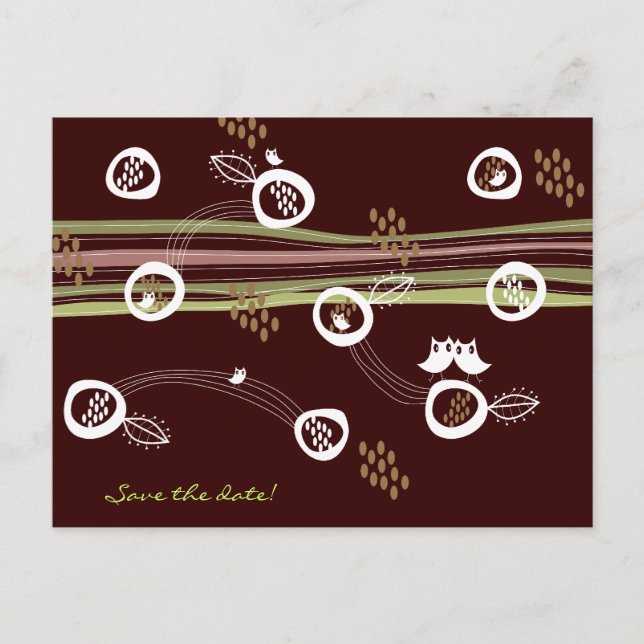 Carte postale Retro Owls Family Save the Date (Devant)