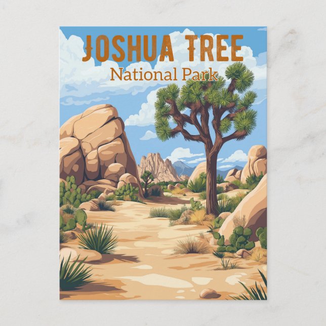 Carte Postale Rétro Parc national de Joshua Tree (Devant)