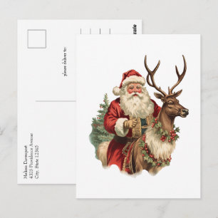 Carte Postale Retro Père Noël classique Noël traditionnel