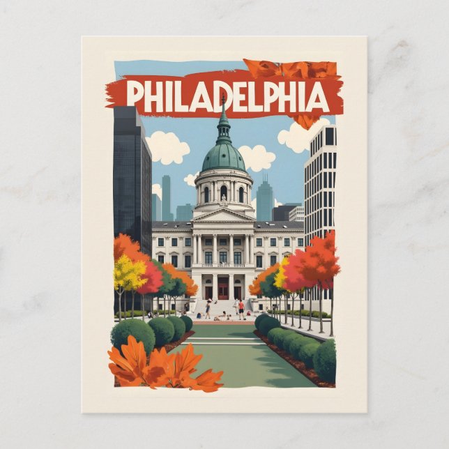 Carte Postale Retro Philadelphie (Devant)