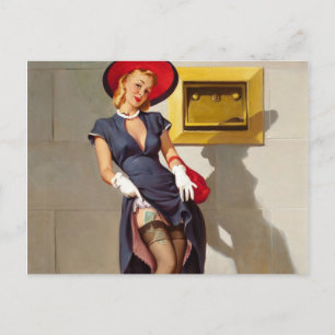 Carte Postale Retro Pin-Up Girl