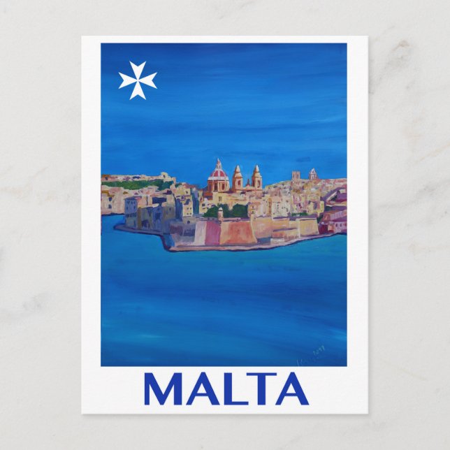 Carte Postale RETRO POSTER Malta Valetta City of KnightsII (Devant)