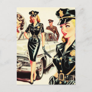 Carte Postale Retro Pulp Cop Girl
