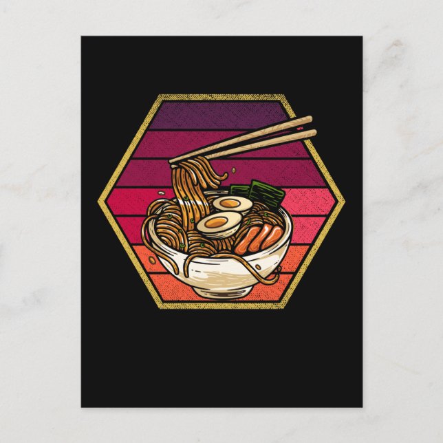 Carte Postale Retro Ramen Bowl Anime Japanese Noodles Bowl Otaku (Devant)