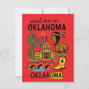 Carte Postale Retro - Rencontre avec moi en Oklahoma - Cowboy Am