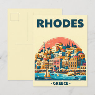Carte Postale Retro Rhodes City - Grèce cadeaux de voyage