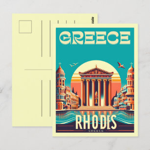 Carte Postale Retro Rhodes City - Grèce cadeaux de voyage