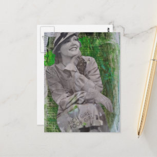 Carte Postale rétro riche pauvre fille femme Collage de médias m