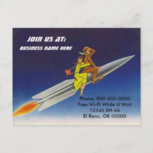 Carte postale Retro Rocket Ship Riders Sky Riding 