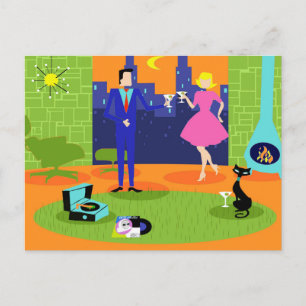 Carte Postale Retro Romantic Evening Couple Postcard