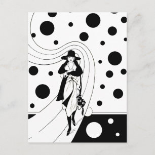 Carte Postale Retro Runway Model, mode Art Déco Vintage