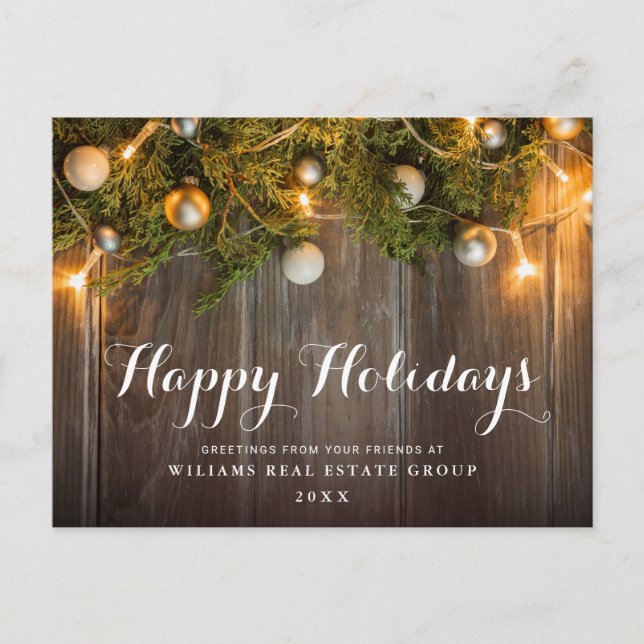 Carte Postale Retro Rustic Christmas Ornament Salutation d'entre (Devant)