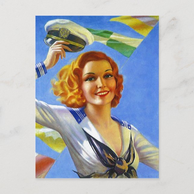 Carte postale Retro Sailor's Gal Pin-Up Girl Saili (Devant)