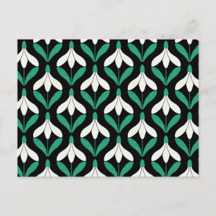 Carte Postale Retro Scandi motif de neige moderne du milieu du s